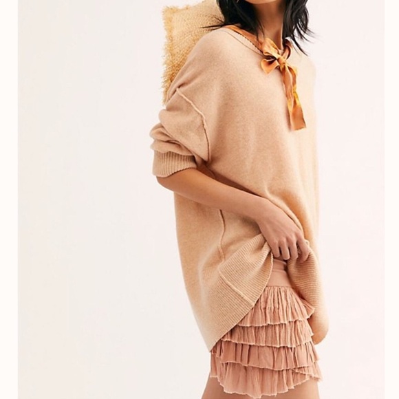 Free People Fp One Maura Mini Ruffle Skirt Pink - Picture 2 of 8